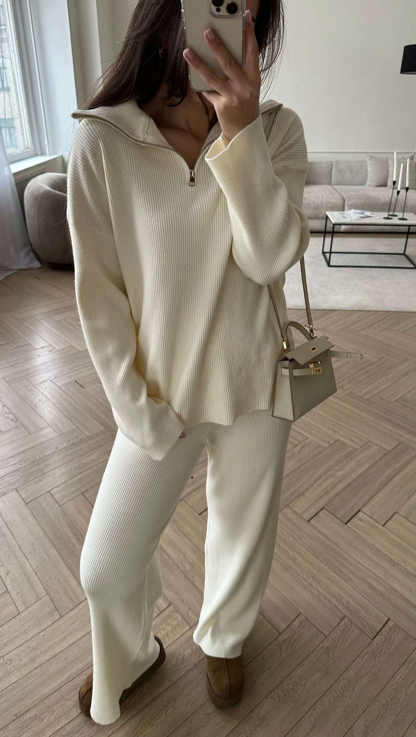 Ensemble maille col zippé