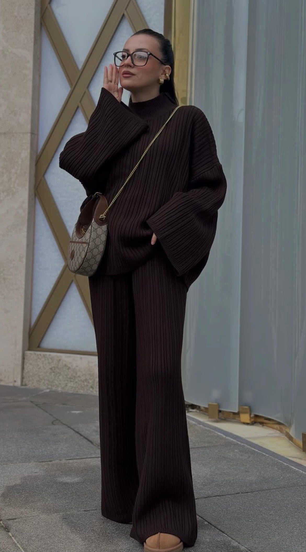 Ensemble maille côtelée